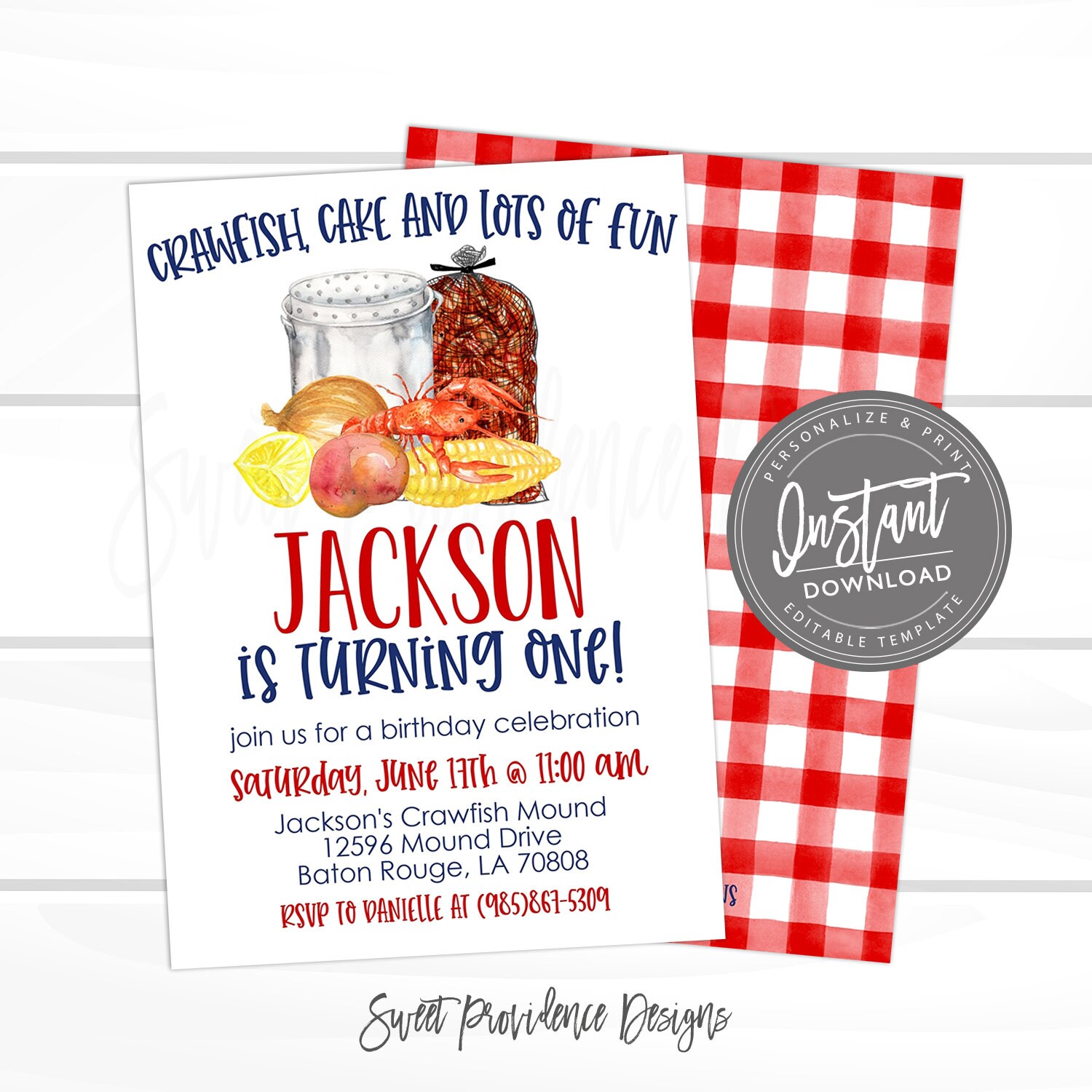 Crawfish Boil Birthday Invitation, Editable Kids Boil, First Birthday, Seafood Invite, Any Age, Printable Instant Access Edit Now