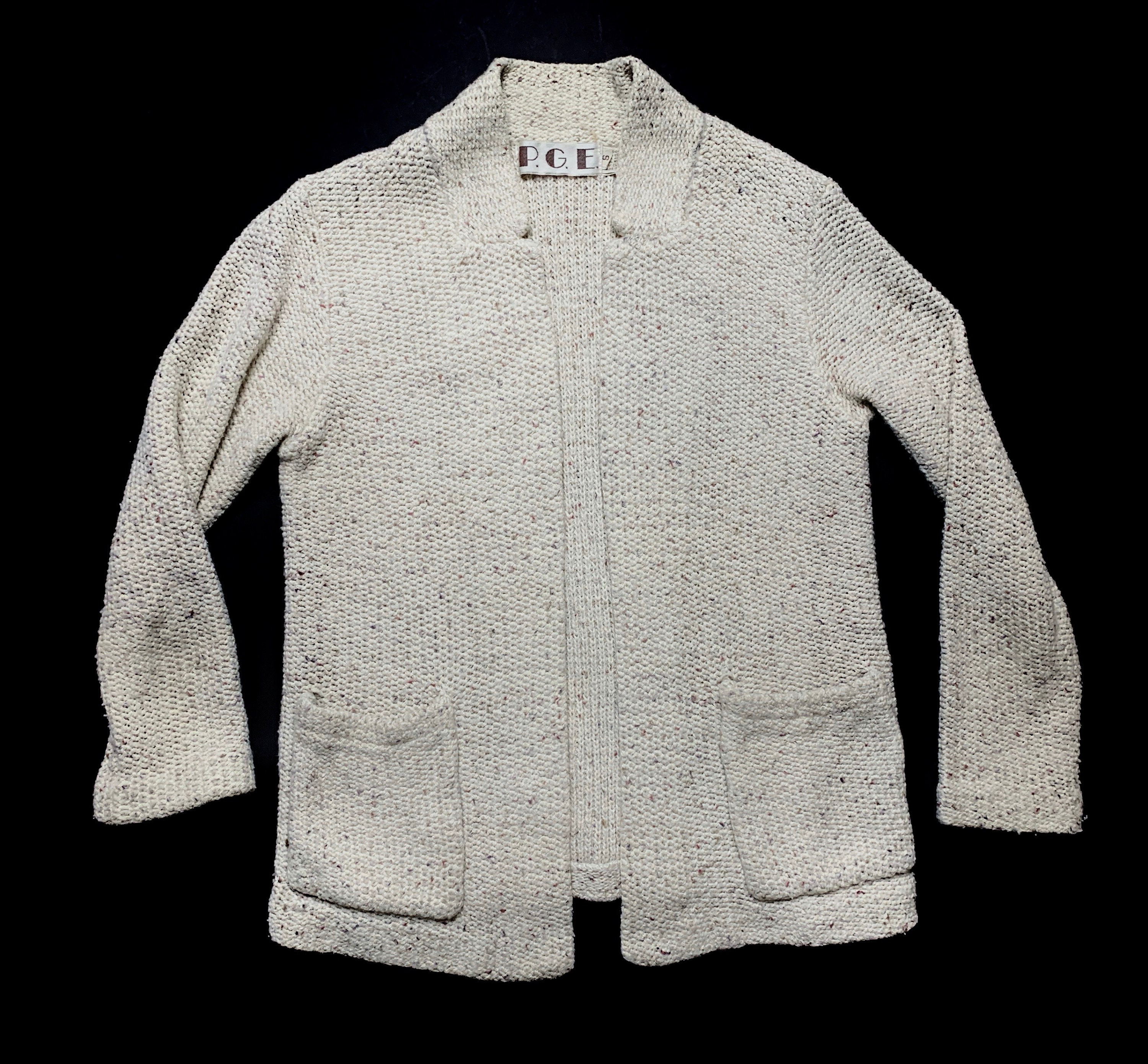 Vintage 1970S Women's Wool Blend Mandarin Collar Cardigan ~ Size S Sweater
