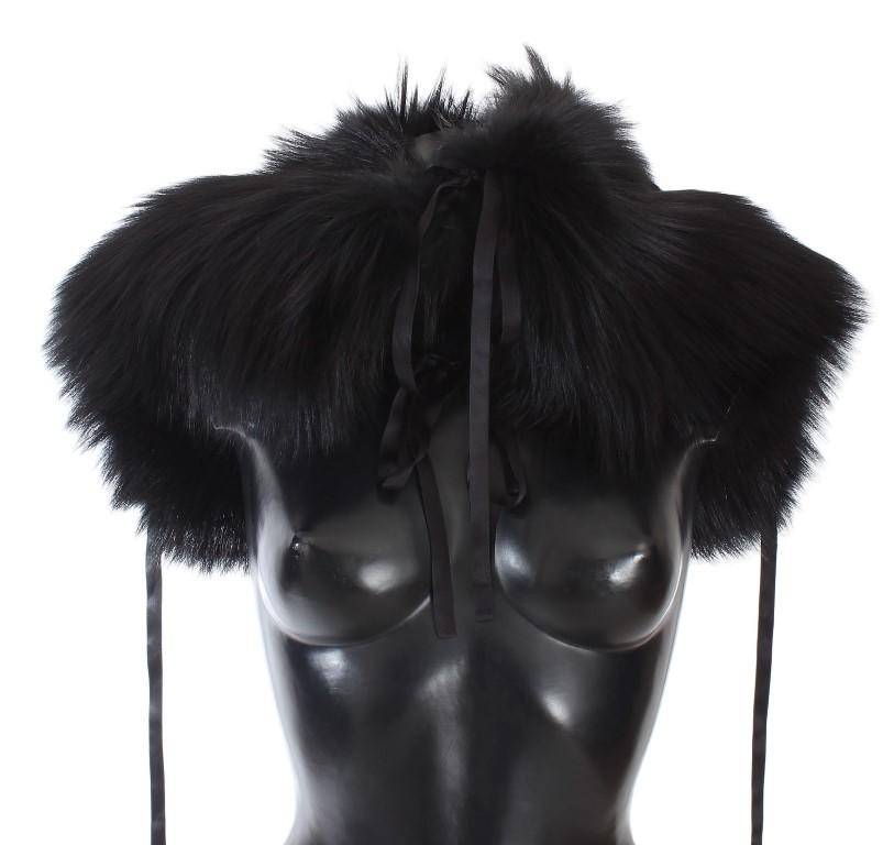 Dolce & Gabbana Women's Fox Fur Wrap Collar Scarf Black MS1580 - L