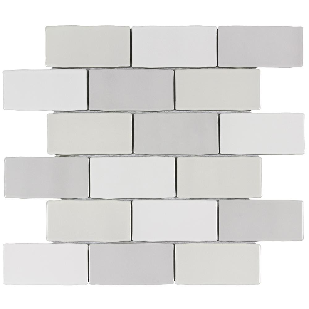 Boutique Ceramic Handcrafted Blend 2x4 Mosaic 12-in x 12-in Glazed Ceramic Brick Subway Wall Tile | UL24