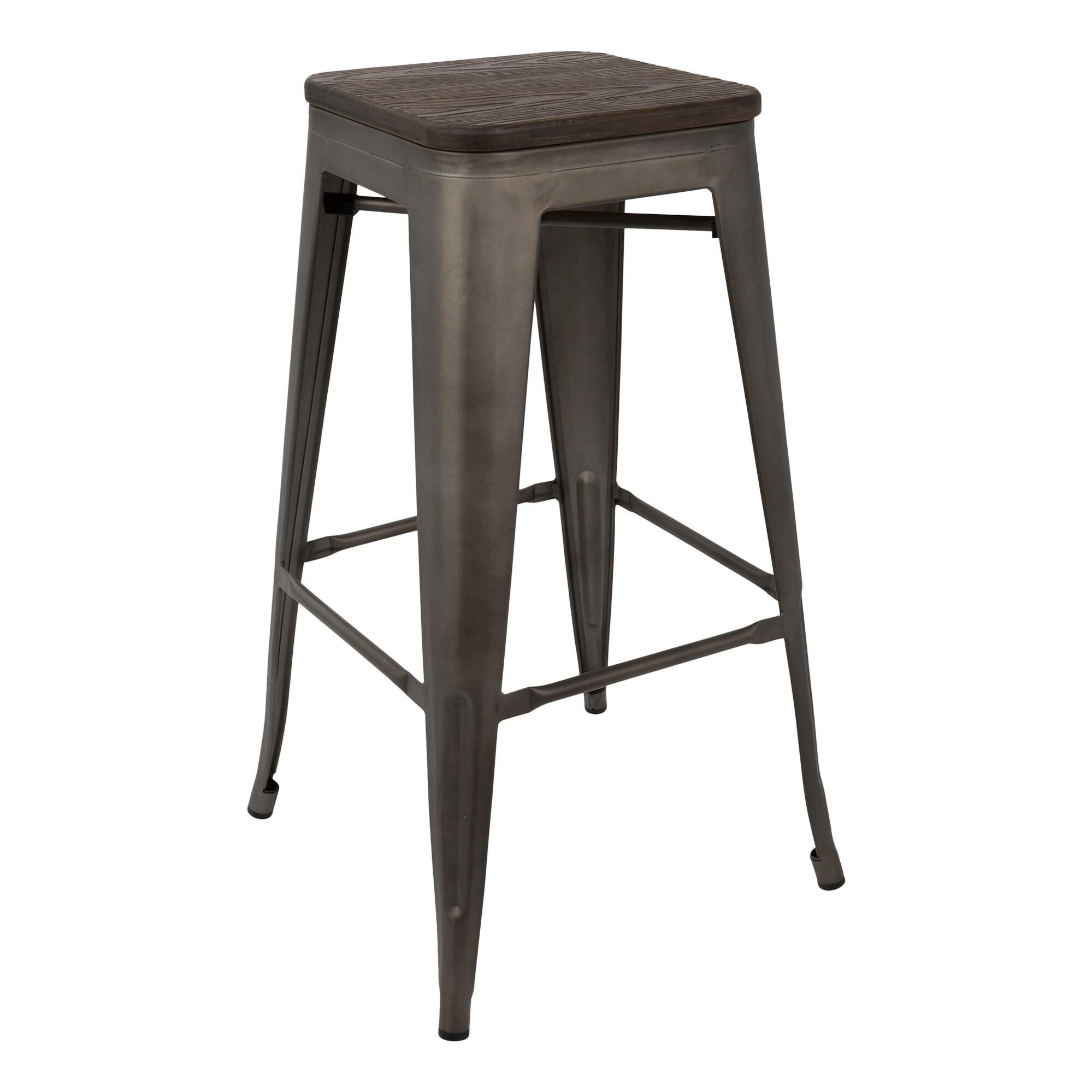 Metal And Wood Backless Arwen Barstools Set Of 2 by World Market