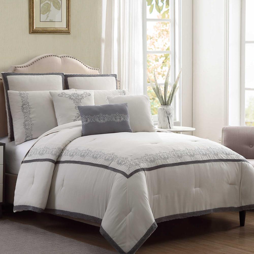 Amrapur Overseas Lori Gray Multi Reversible Queen Comforter (Blend with Polyester Fill) | 38EBJQCF-LRI-QN