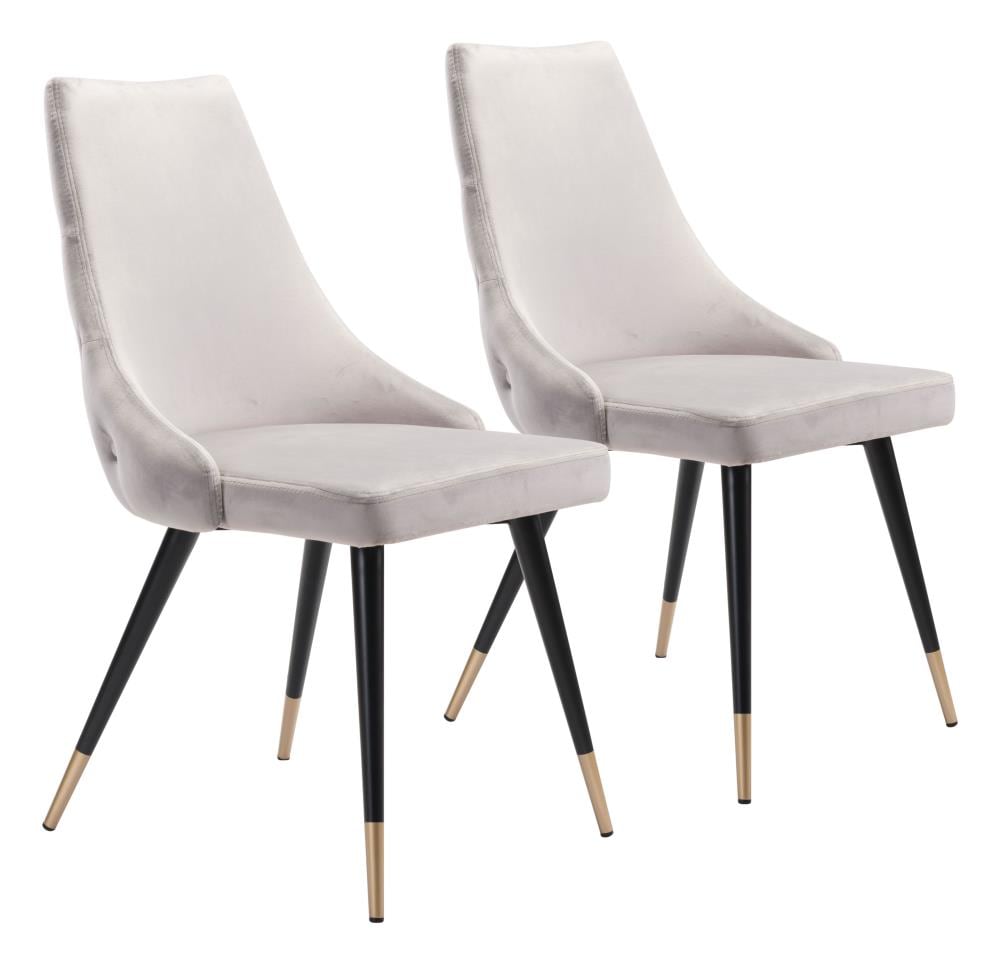 Zuo Modern Set of 2 Piccolo Contemporary/Modern Polyester/Polyester Blend Upholstered Dining Side Chair (Metal Frame) in Gray | 101089