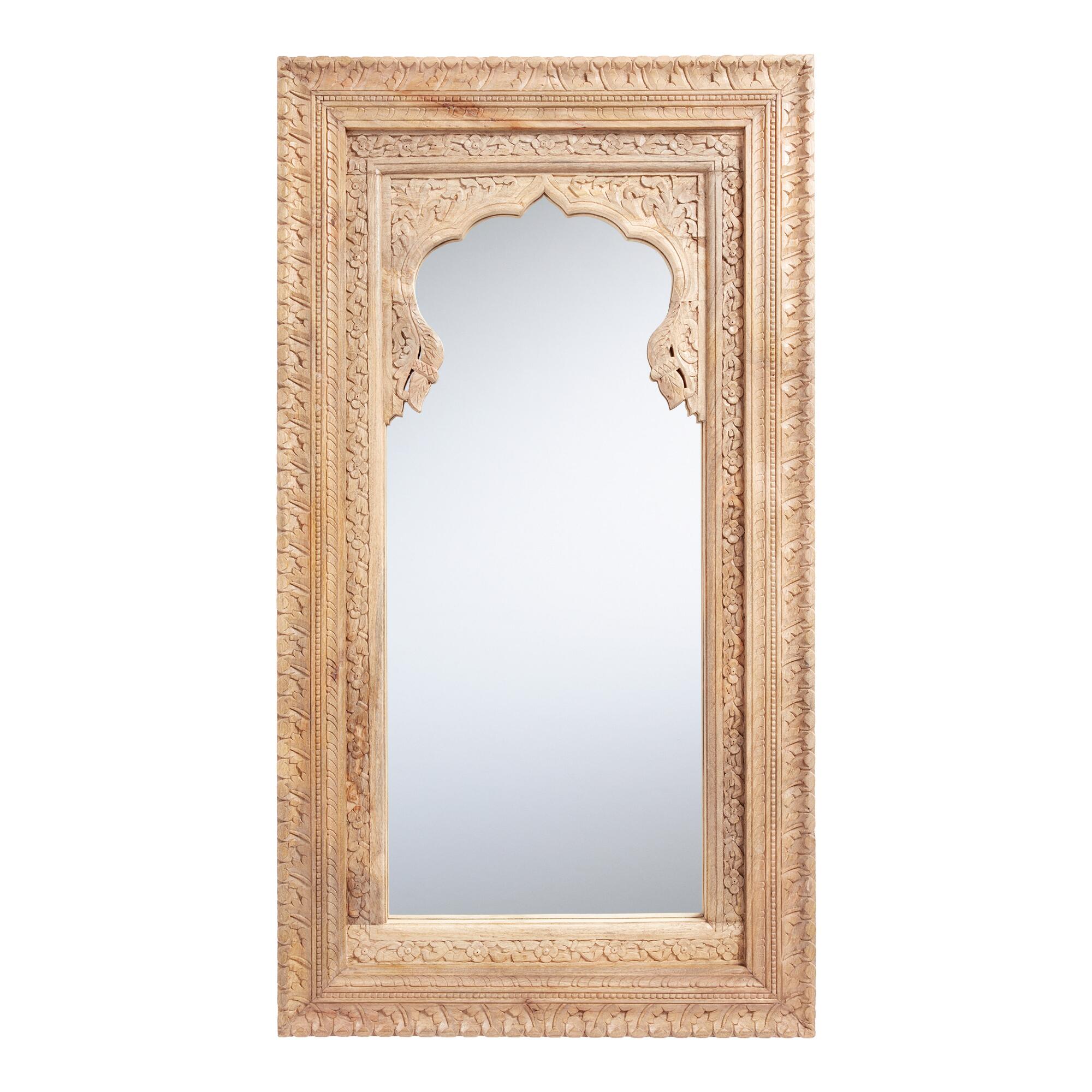 Large Natural Carved Wood Full Length Mirror by World Market