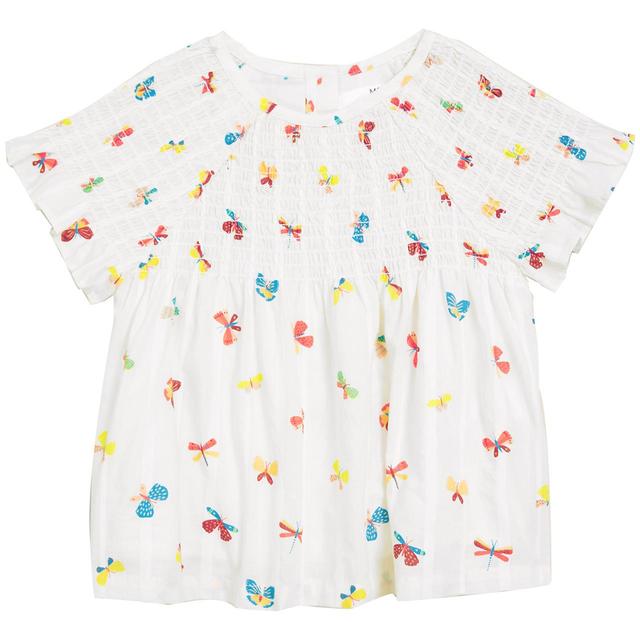 M&S Butterfly Print Top, 2-3 Years, Cream