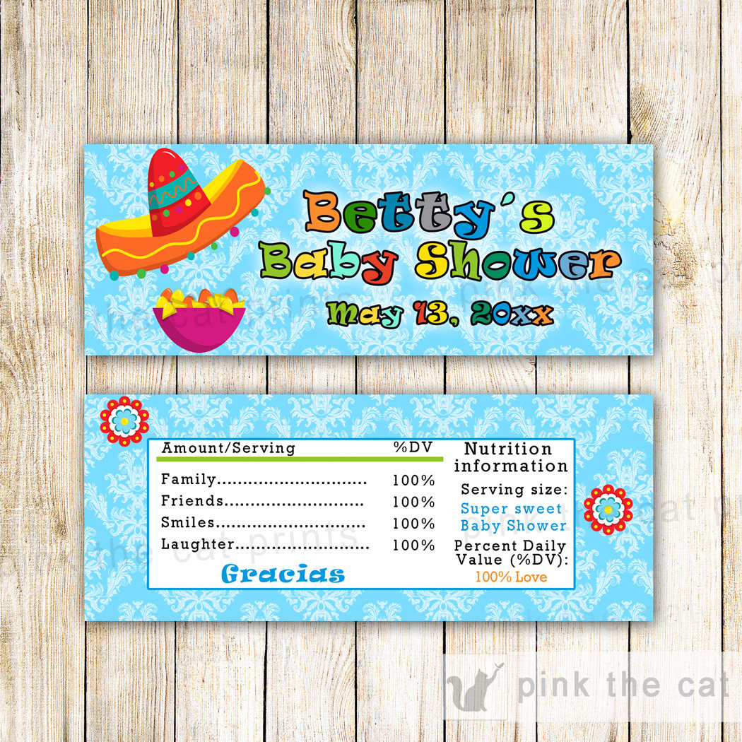 Fiesta Candy Bar Wrapper - Mexican Label Party Favor Ideas Baby Boy Shower