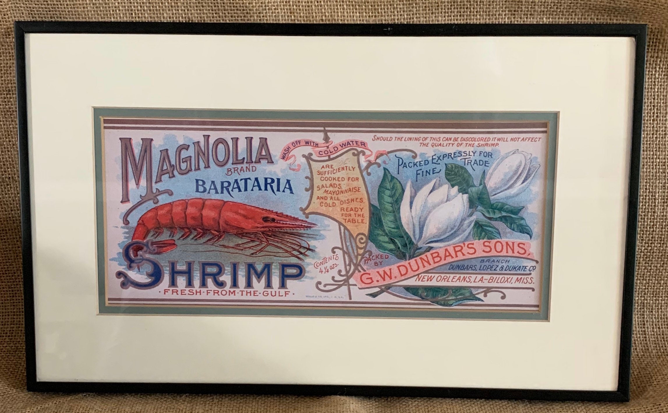 Magnolia Brand Barataria Shrimp Advertisement