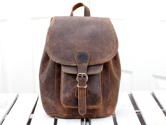 Boho Girls And Boys Mini Leather Backpack Brown 8.5 Inch