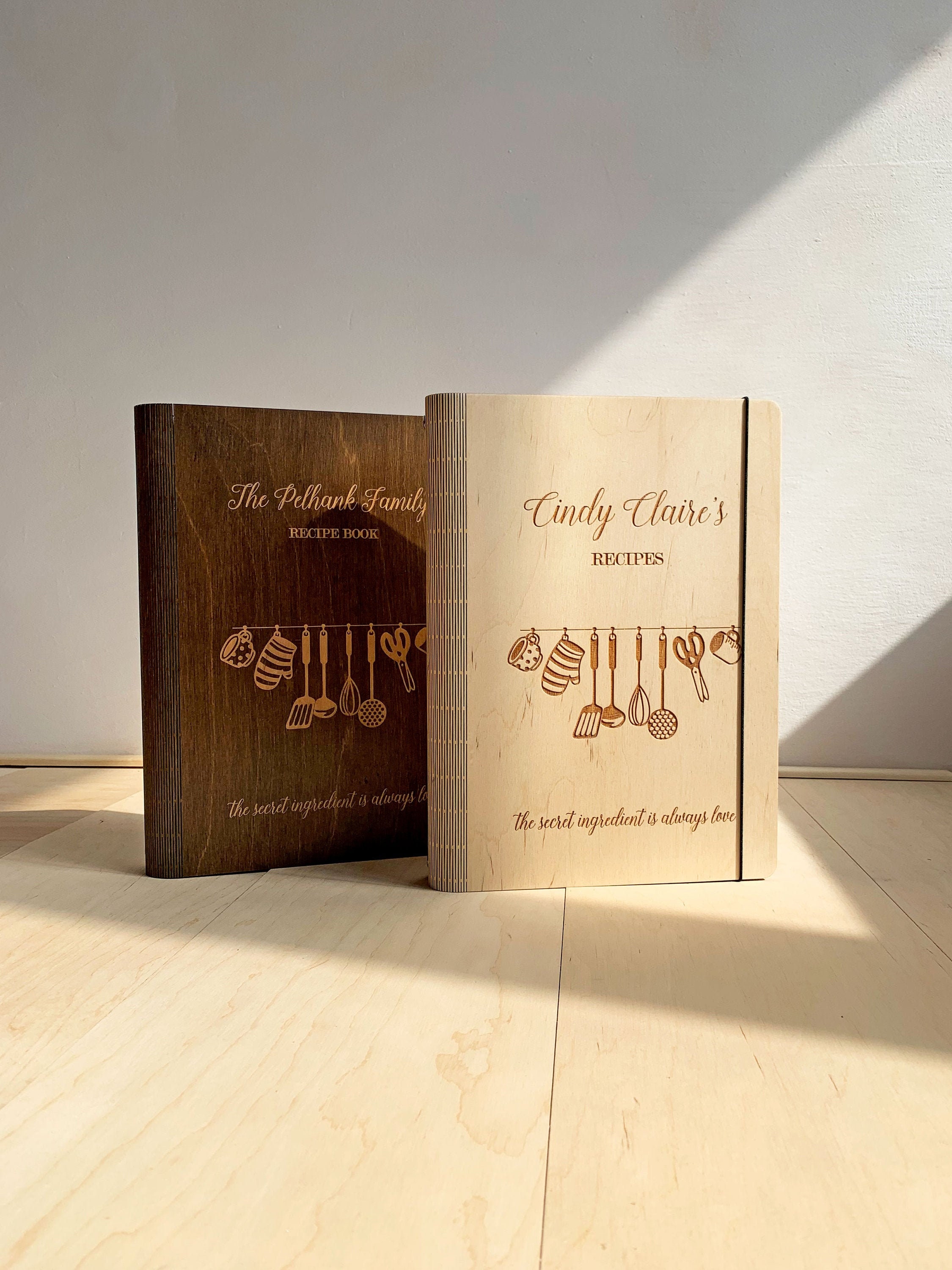 Wood Recipe Book, Binder Cookbook, Family Personalize Mother Day Gift From Daughter, Christmas Gift For Mum, Thanksgiving