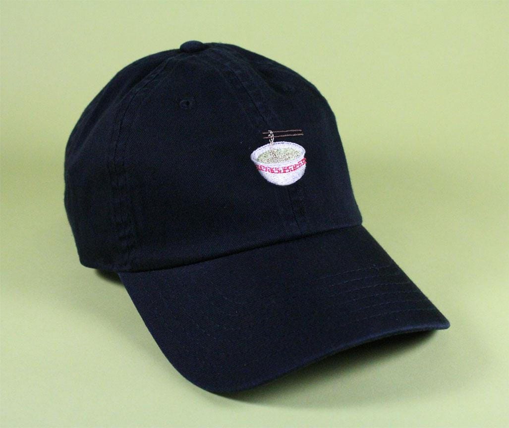Ramen Emoji Baseball Hat Dad Low Profile White Pink Black Casquette Embroidered Unisex Adjustable Strap Back Cap