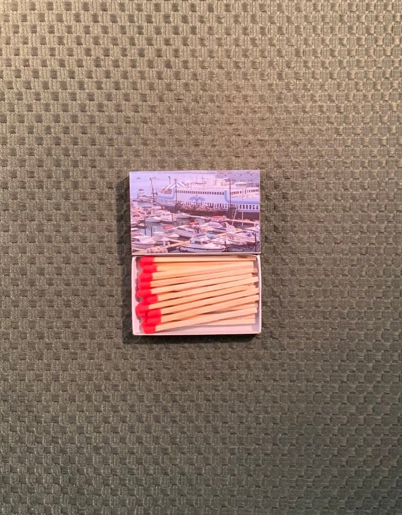 Vintage Matchbook, Dimillos, Floating Seafood Restaurant, Portland, Maine, Matchbox, with Wooden Match Sticks, Free Ship in Usa