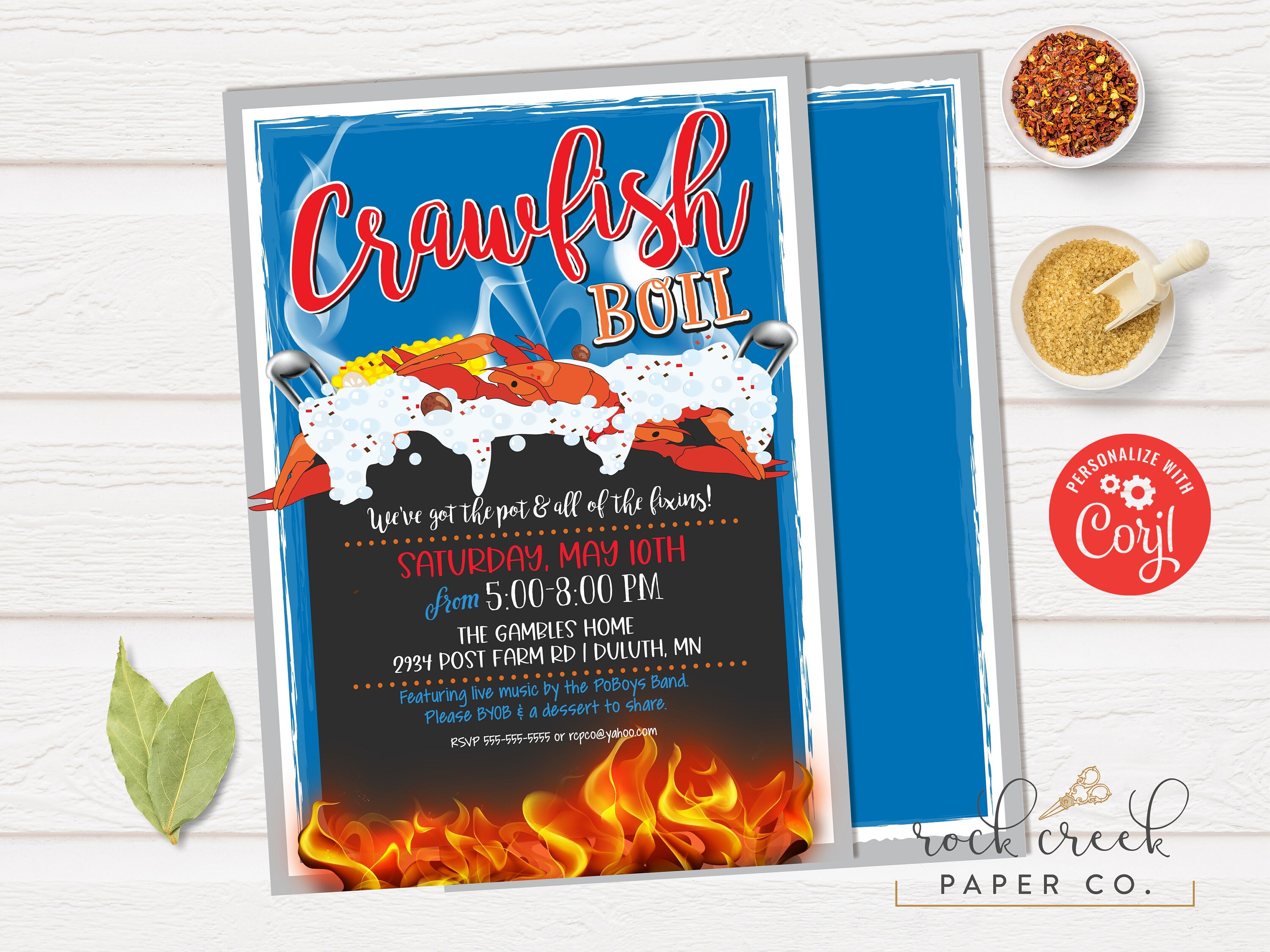 Crawfish Boil Invitation, Seafood Low Country Digital Party Instant Access