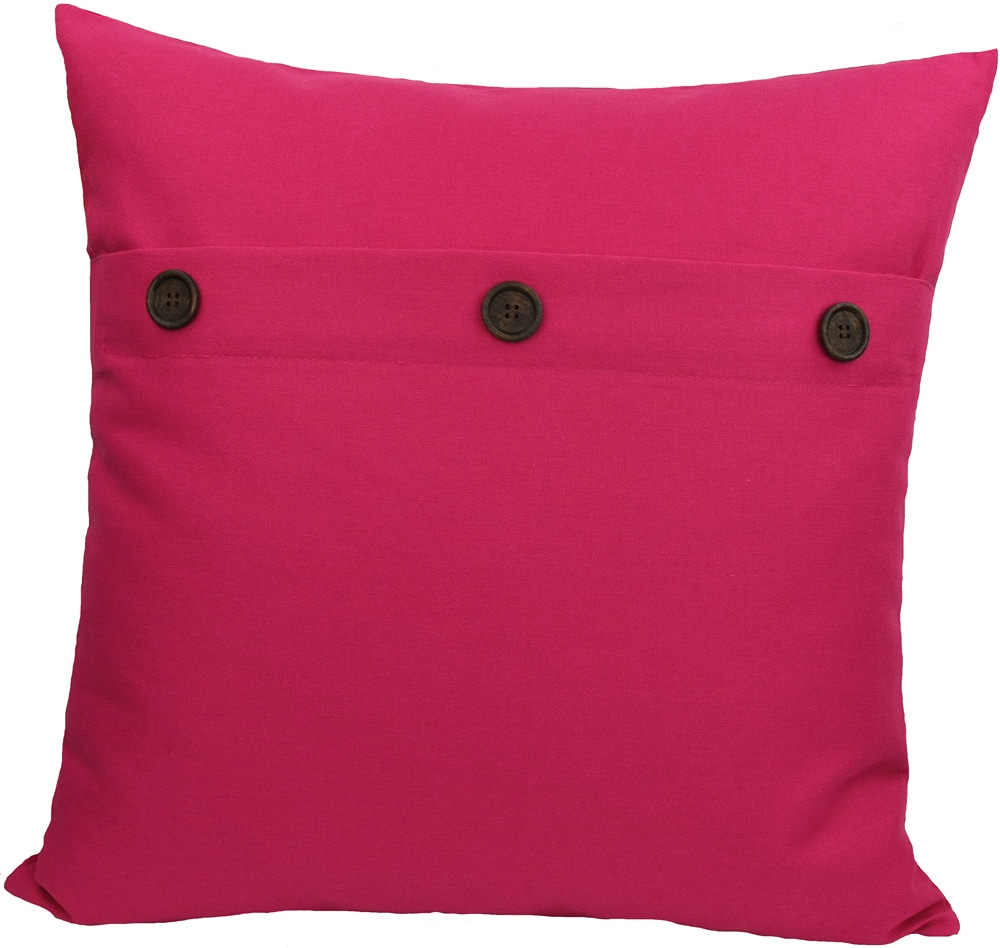 MANOR LUXE But-Ton20-in x 20-in Fuchsia Cotton Blend Indoor Decorative Pillow in Pink | ML130042020FUCHSIAFE