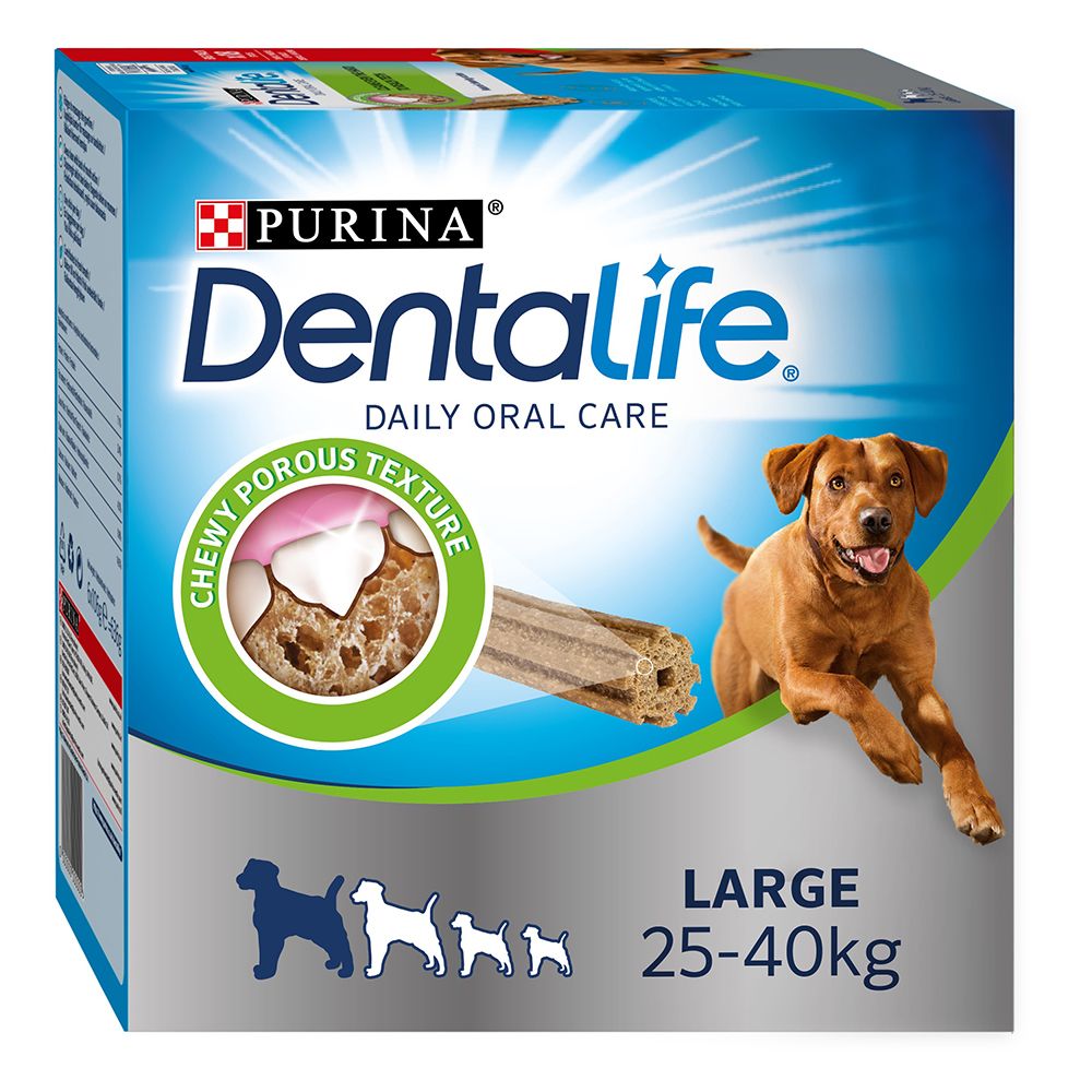 Purina Dentalife Daily Dental Care Snacks for Large Breed Dogs (25-40kg) - 18 Sticks (6 x 106g)