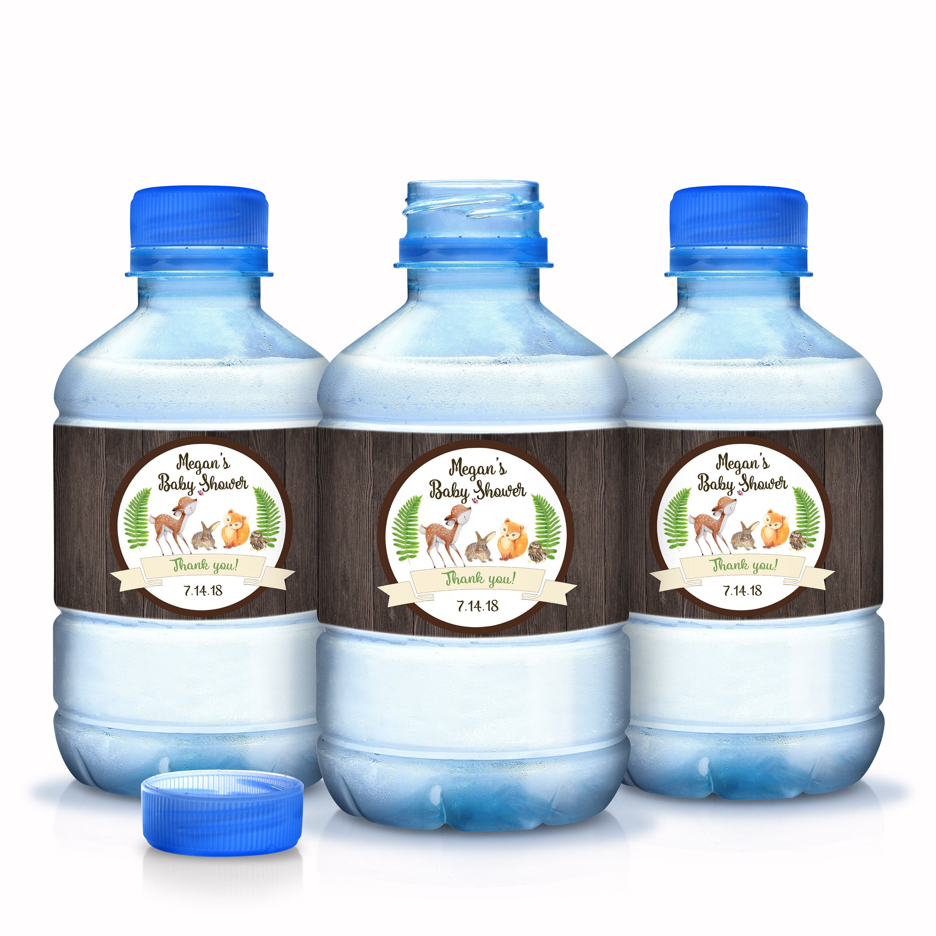 30 Rustic Woodlands Baby Shower Water Bottle Labels - Animals