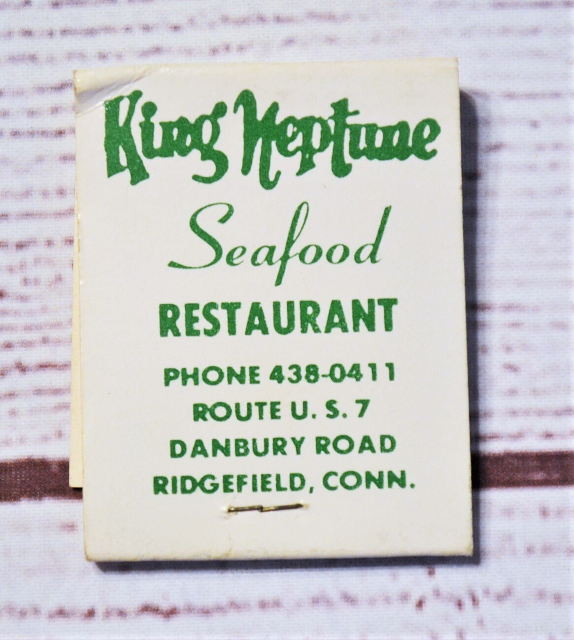 Vintage King Neptune Matchbook Green White Seafood Restaurant Advertising Collectible Paper Ephemera Panchosporch