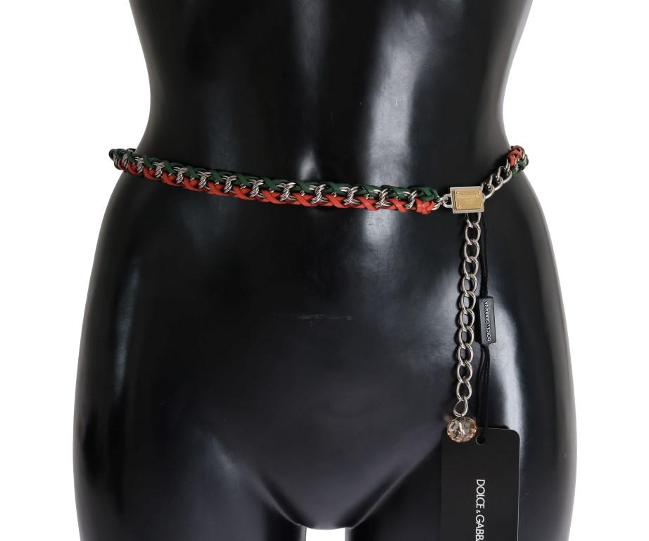 Dolce & Gabbana Women's Leather Crystal Belt Multicolor BEL10358 - L