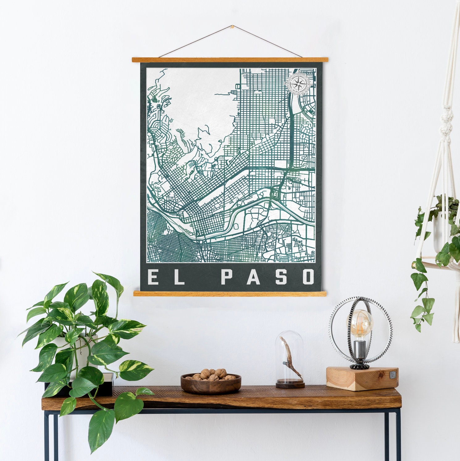 El Paso City Street Map Print | Hanging Canvas Of Printed Marketplace