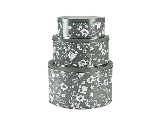 Funktion - Cake Tin Set 3 pcs - Grey/White (13398)