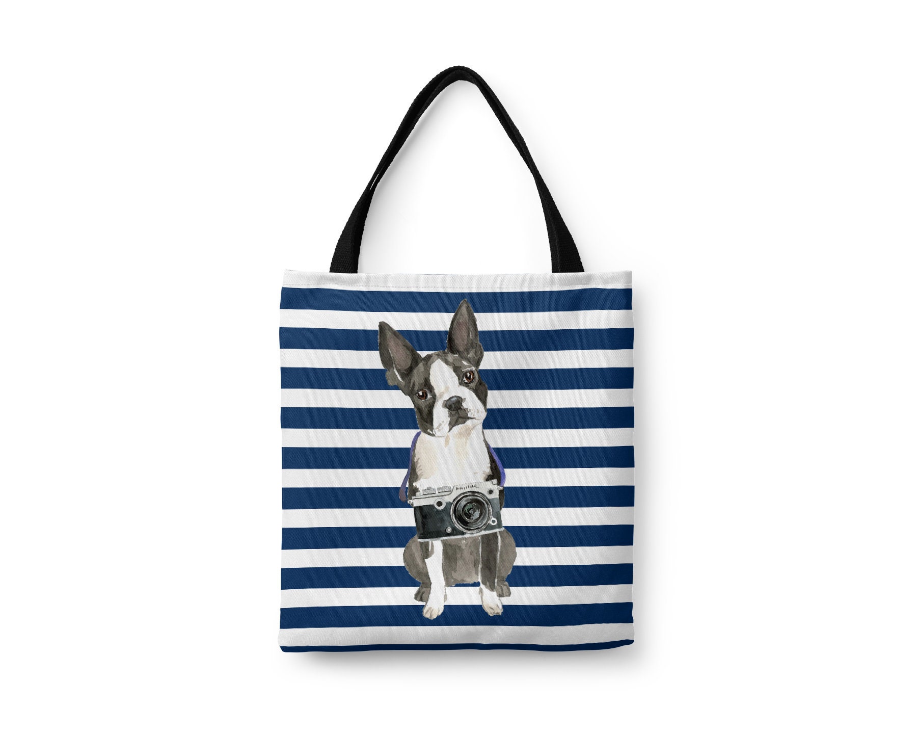 Boston Terrier Tote Bag - Illustrated Dogs & 6 Travel Inspired Styles. All Purpose For Work, Shopping, Life. Bull, Gentlemen, Boxwood Dog