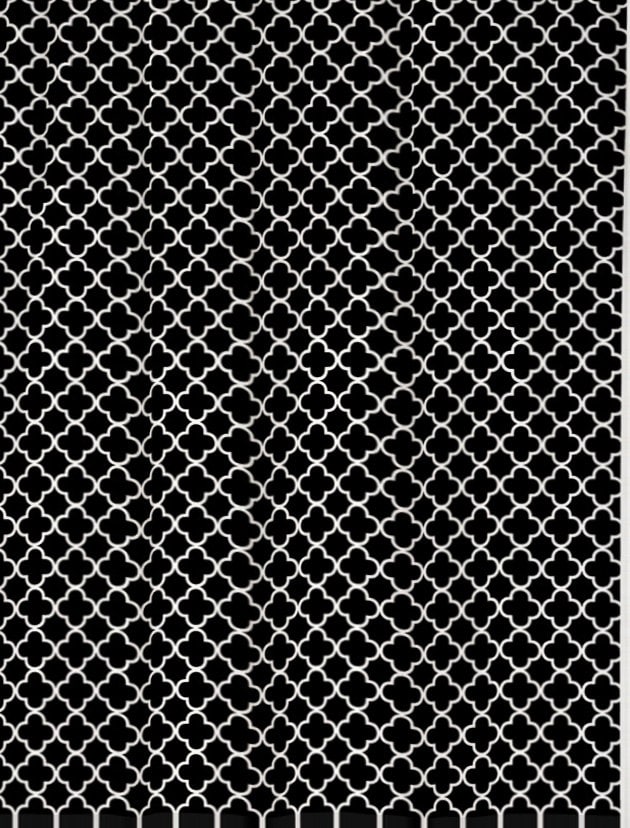 Shower Curtain Lattice Quatrefoil You Choose Colors 70, 74, 78, 84, Or 96 Inch Extra Long Custom Trellis Design Shown in Black & White