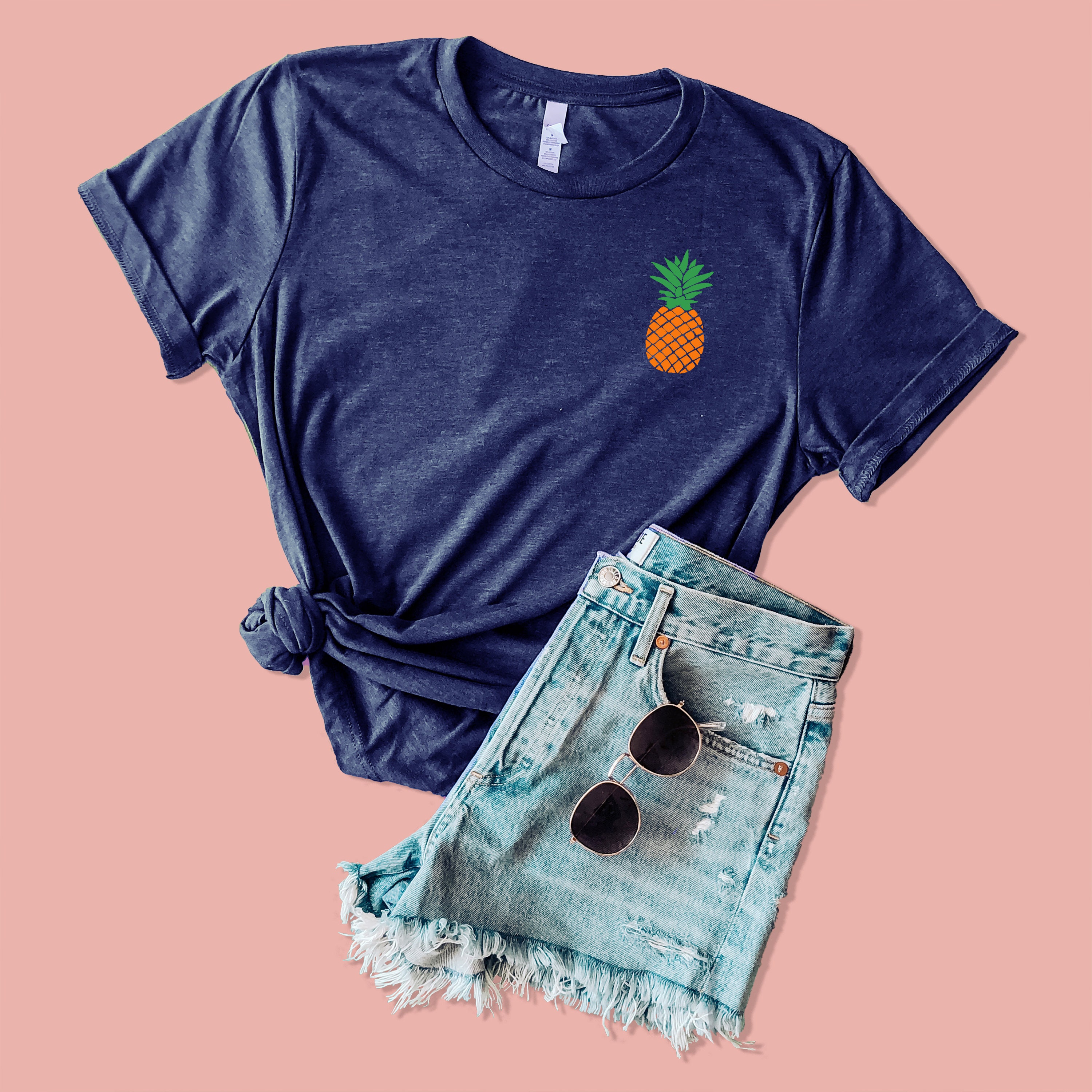T-Shirt Pineapple | Soft Tri-Blend Fabric, Unisex, Crew Neck Tee, Navy Blue, Fruit T-Shirt, Cute T-Shirt Xs-3Xl