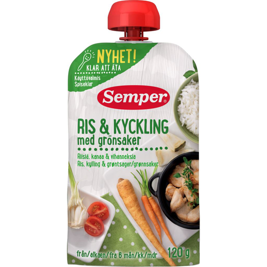 Köp Semper Ris, kyckling & grönsaker 6 mån 120 g