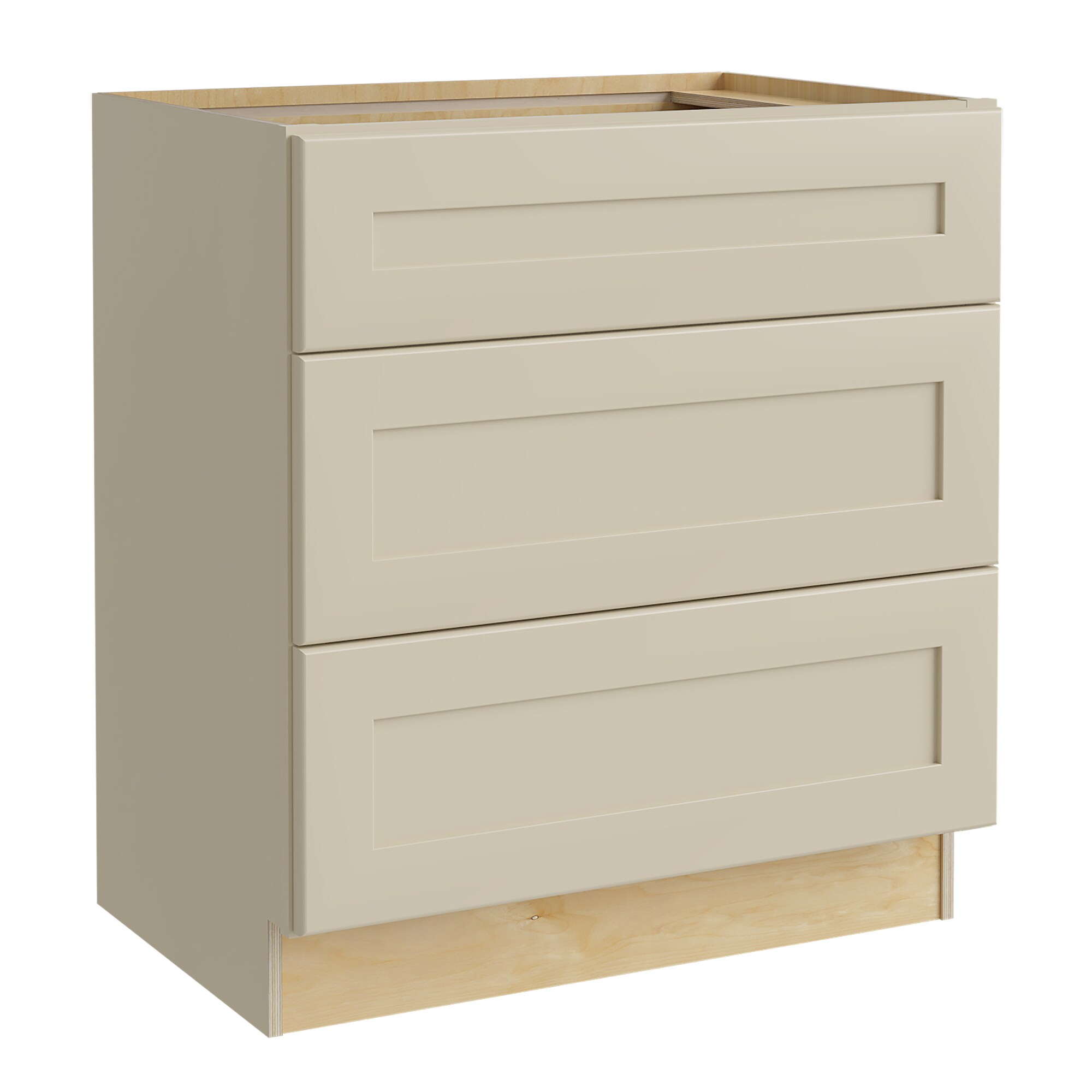 Luxxe Cabinetry 30-in W x 34.5-in H x 24-in D Norfolk Blended Cream Painted Drawer Base Fully Assembled Semi-custom Cabinet in Off-White | BD30-NBC