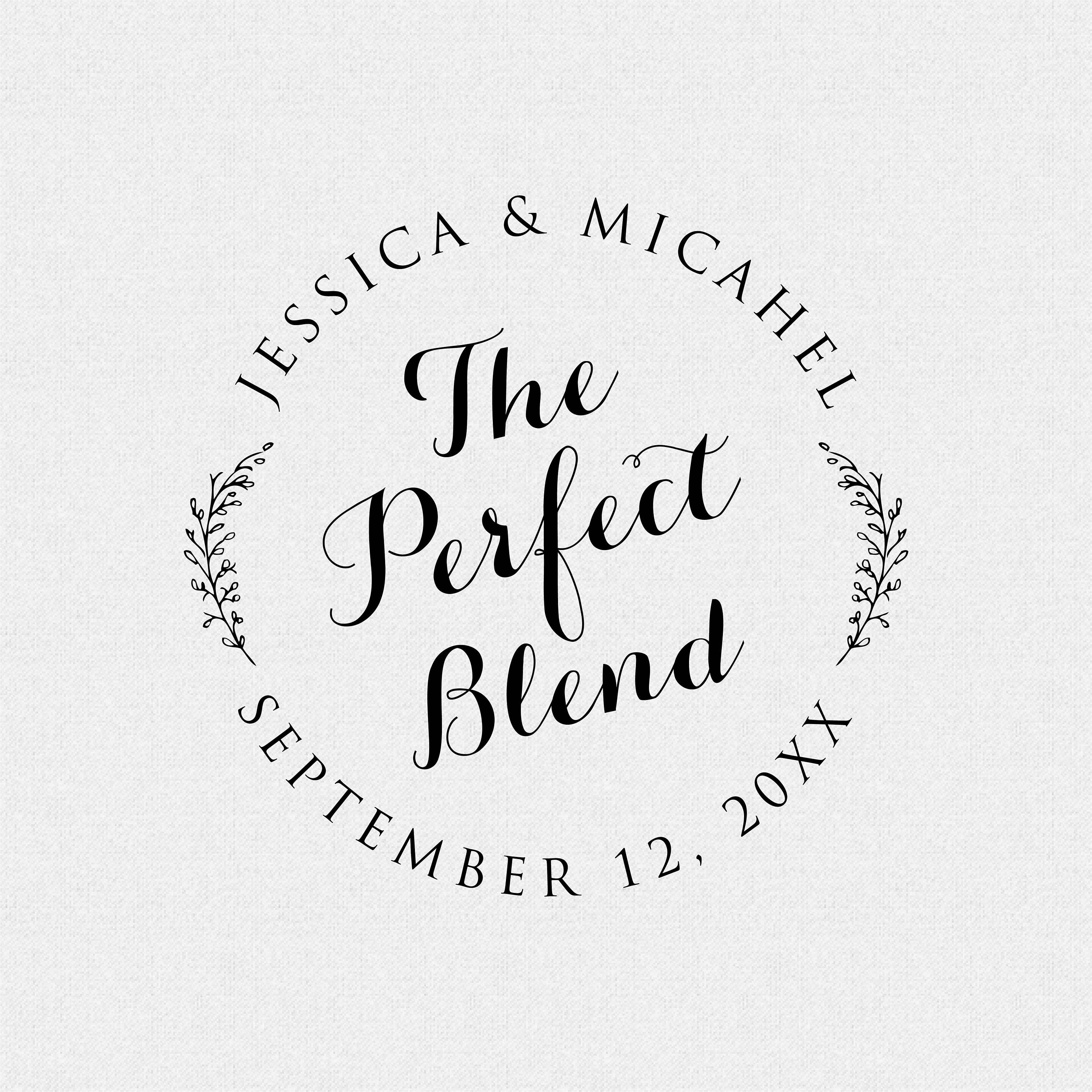 The Perfect Blend Stamp, Wedding Favors Thank You Self Inking Rubber Circle Coffee Beans Stamp | T230