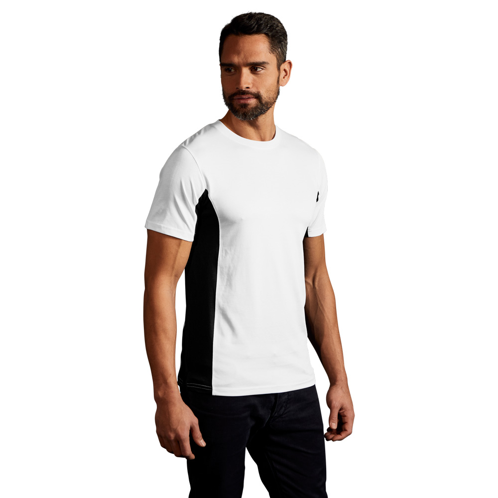Unisex Funktions Kontrast T-Shirt Damen und Herren, Weiß-Schwarz, XL
