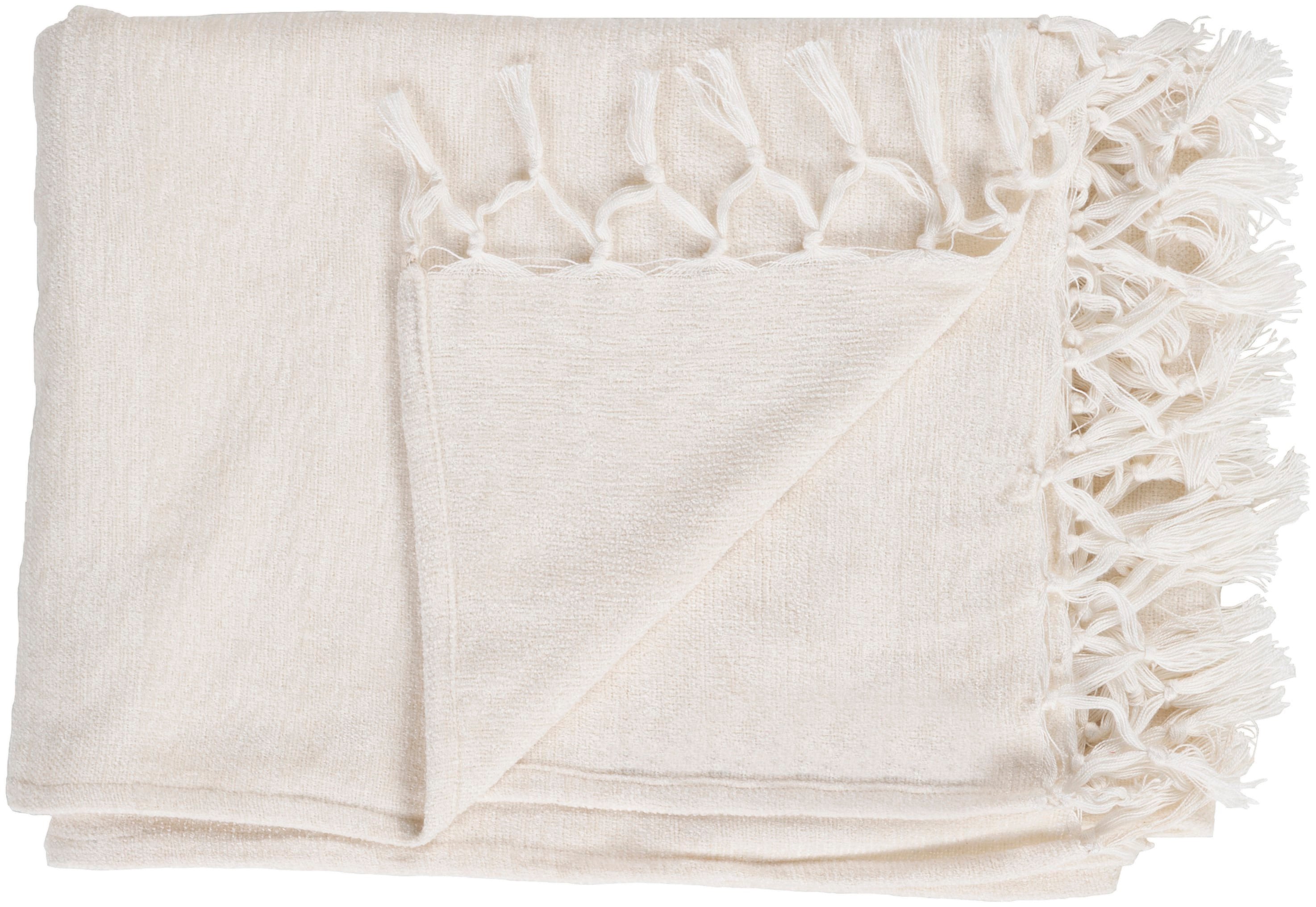 Surya Tessa Ivory Blend Throw Cotton in White | TES7001-4060
