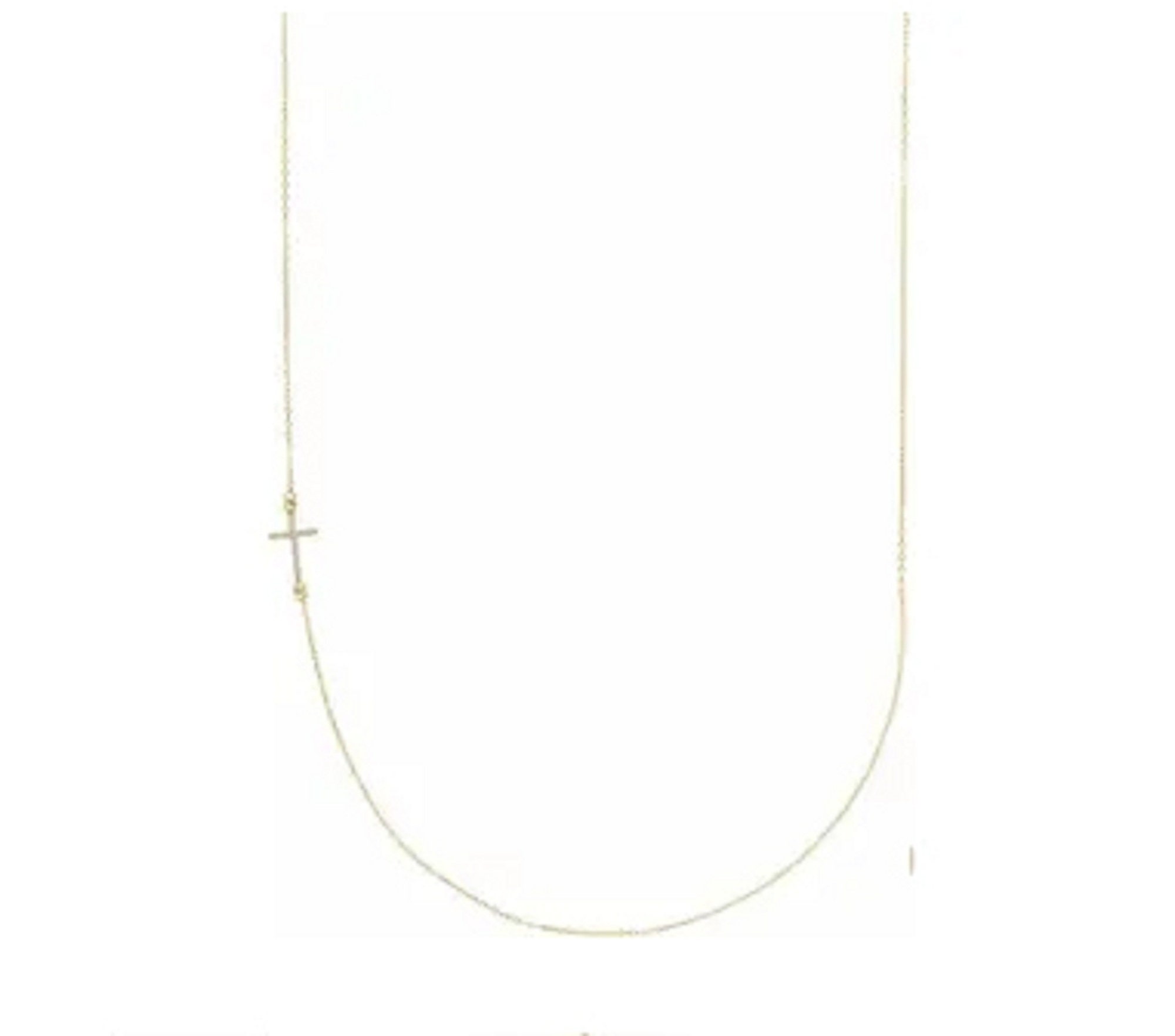 Christian Jewelry For Her -Engagement Gift - 14K Yellow .04 Ctw Diamond Off-Center Sideways Cross 16 Necklace- Eliana & Eli