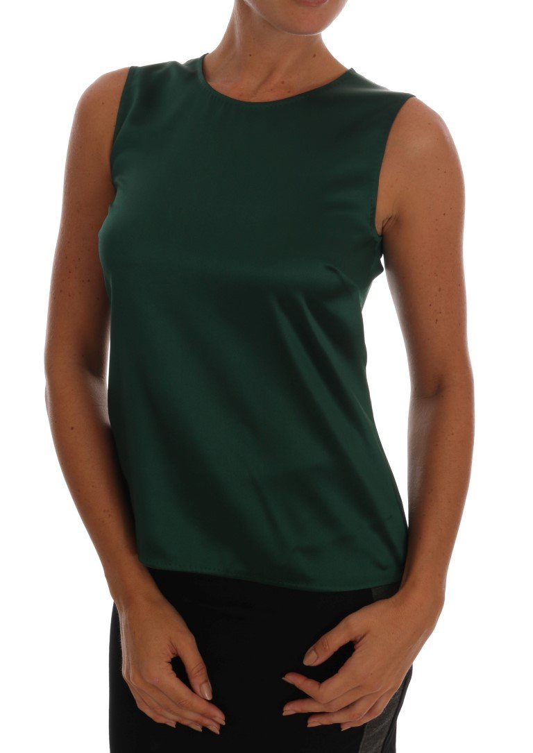 Dolce & Gabbana Women's Silk Stretch Tank Top Green TSH1054 - IT38 | S