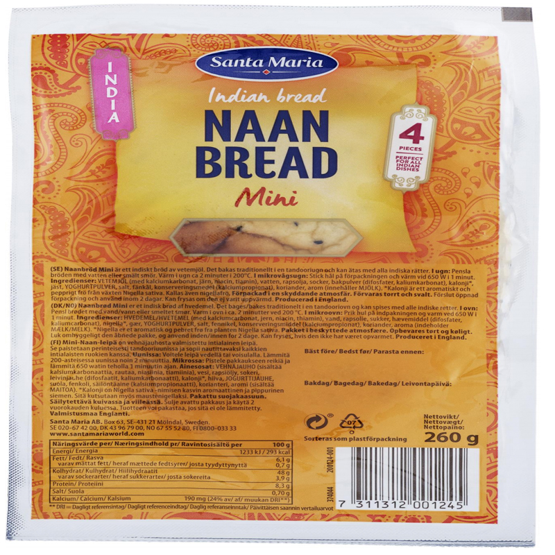 Bröd "Naan Bread Mini" 260g - 58% rabatt