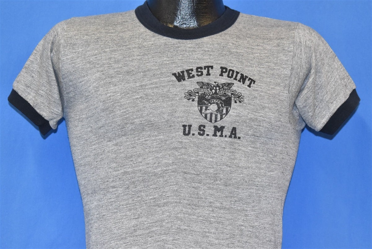 80S West Point Usma Rayon Tri Blend Ringer United States Military Academy T-Shirt Small