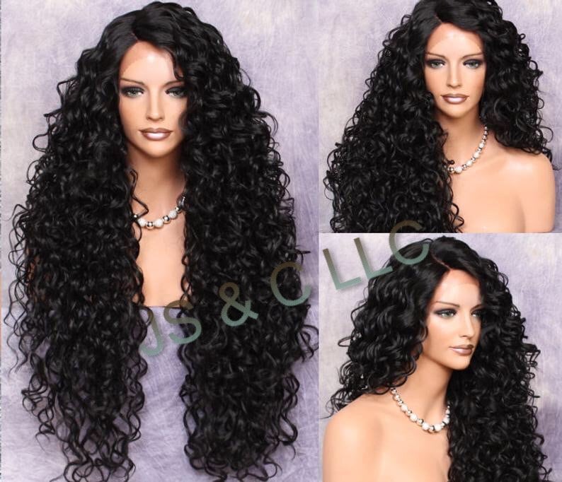 Human Hair Blend Full Lace Front Wig Extra Volume & Curly Untamed Wild Heat Safe Off Black Side Parting Brand New With Tag
