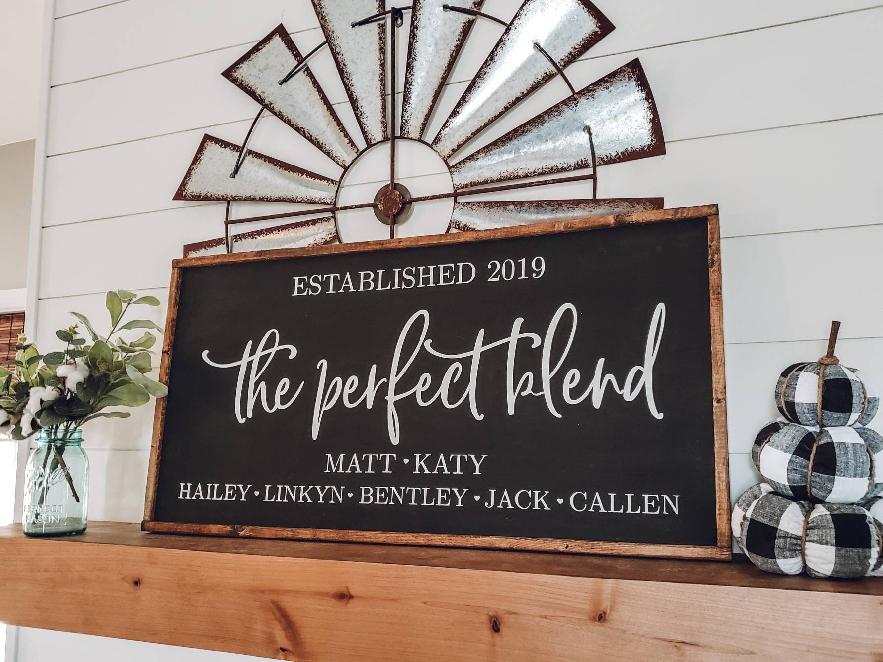 The Perfect Blend Sign, Family Established Personalized Name Blended Family, Last Names, Wedding Gift, Farmhouse Decor