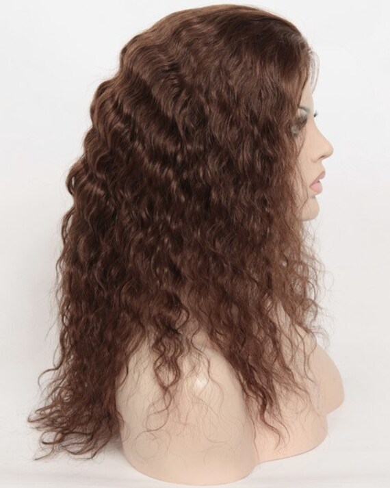 stock Glueless Brazilian #3/9 Blended Natural Curly Human Hair Wig 16 With Silk Top 130% Density
