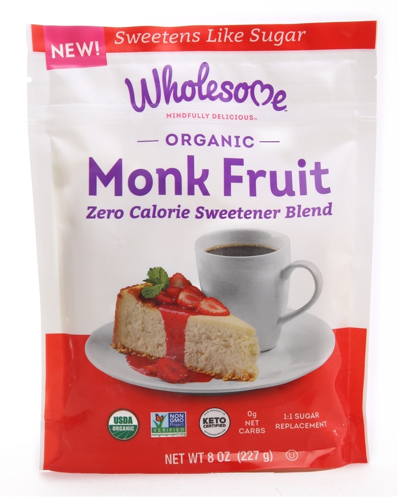 Wholesome - Organic Monk Fruit Zero Calorie Granulated Sweetener Blend - 8 oz.