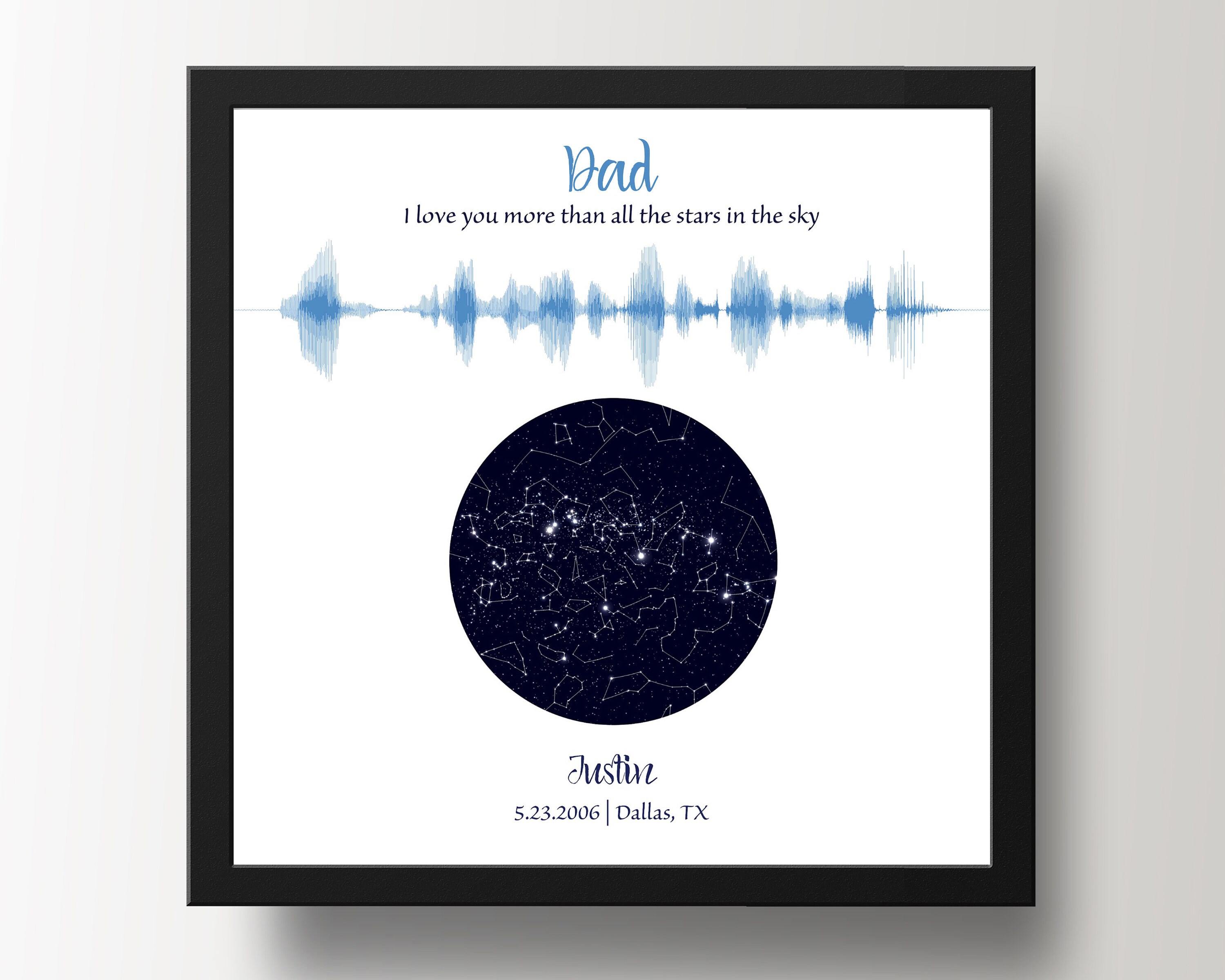 Custom Star Map By Date Constellation Voice Art Dad Gift From Son For Night Sky Print