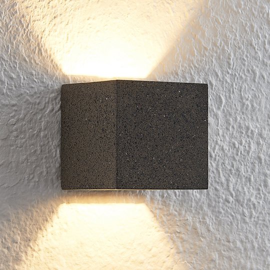 Lindby Quaso-LED-seinävalo betonia musta-graniitti