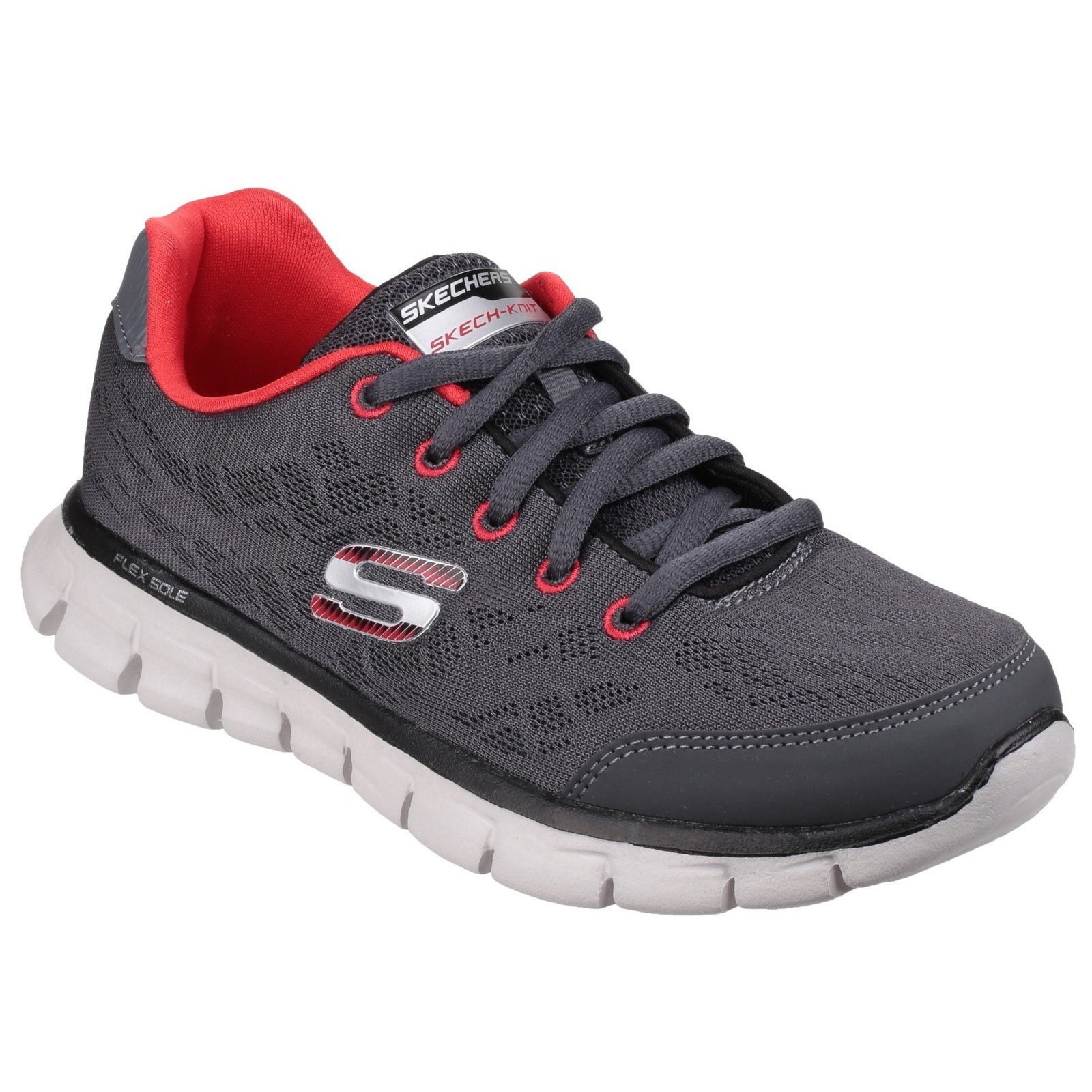 Skechers Kid's Synergy Fine Tune Lace up Trainer Multicolor 23918 - Grey/Red 12