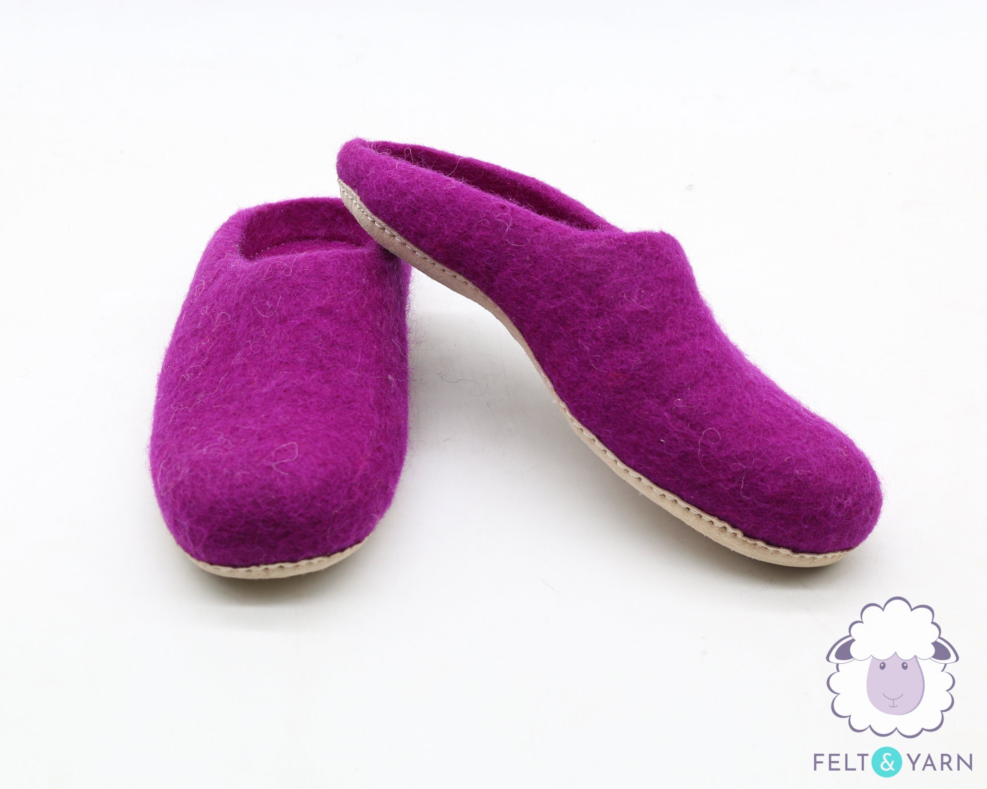 36Eu-46Eu Wool Felt Slippers | Grape Handmade Indoor Shoes Fair Trade 100% & Free Shipping
