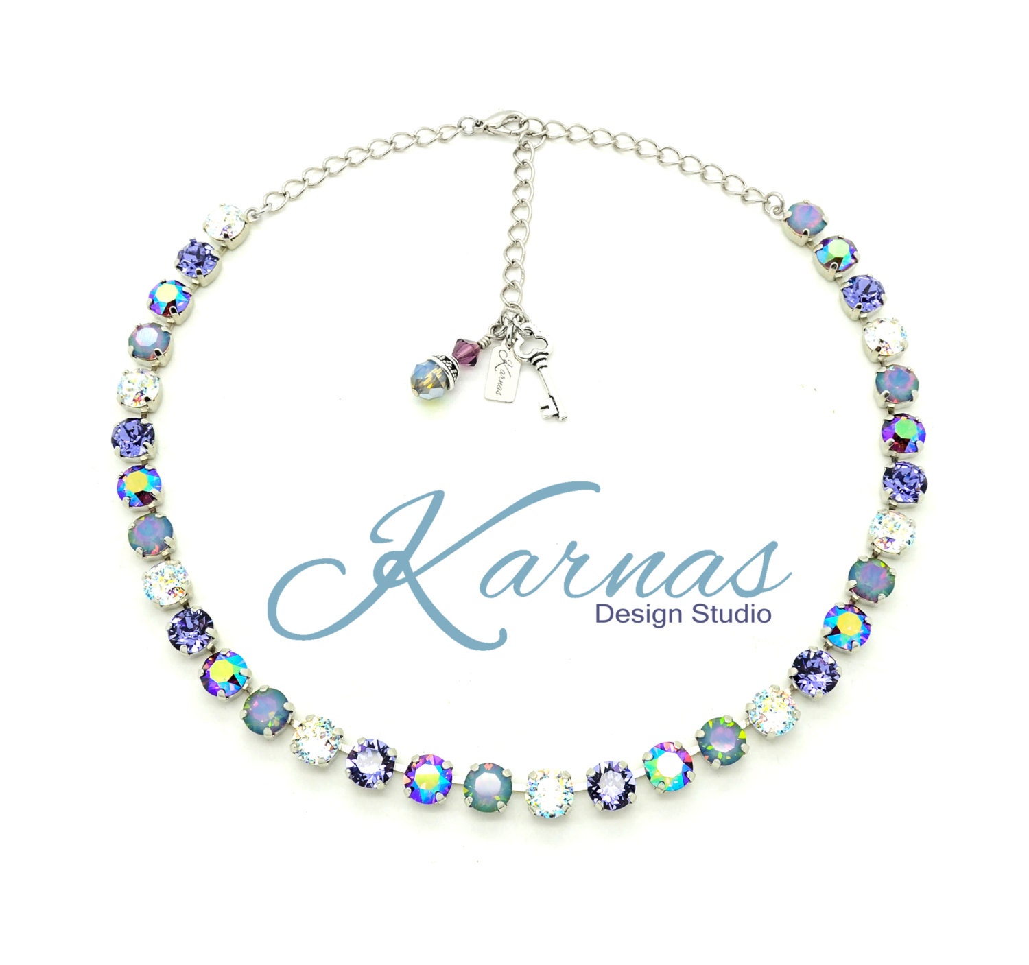 Amethyst Rainbow 8mm Crystal Chaton Necklace Made With K.d.s. Premium Pick Your Finish Karnas Design Studio Free Shipping