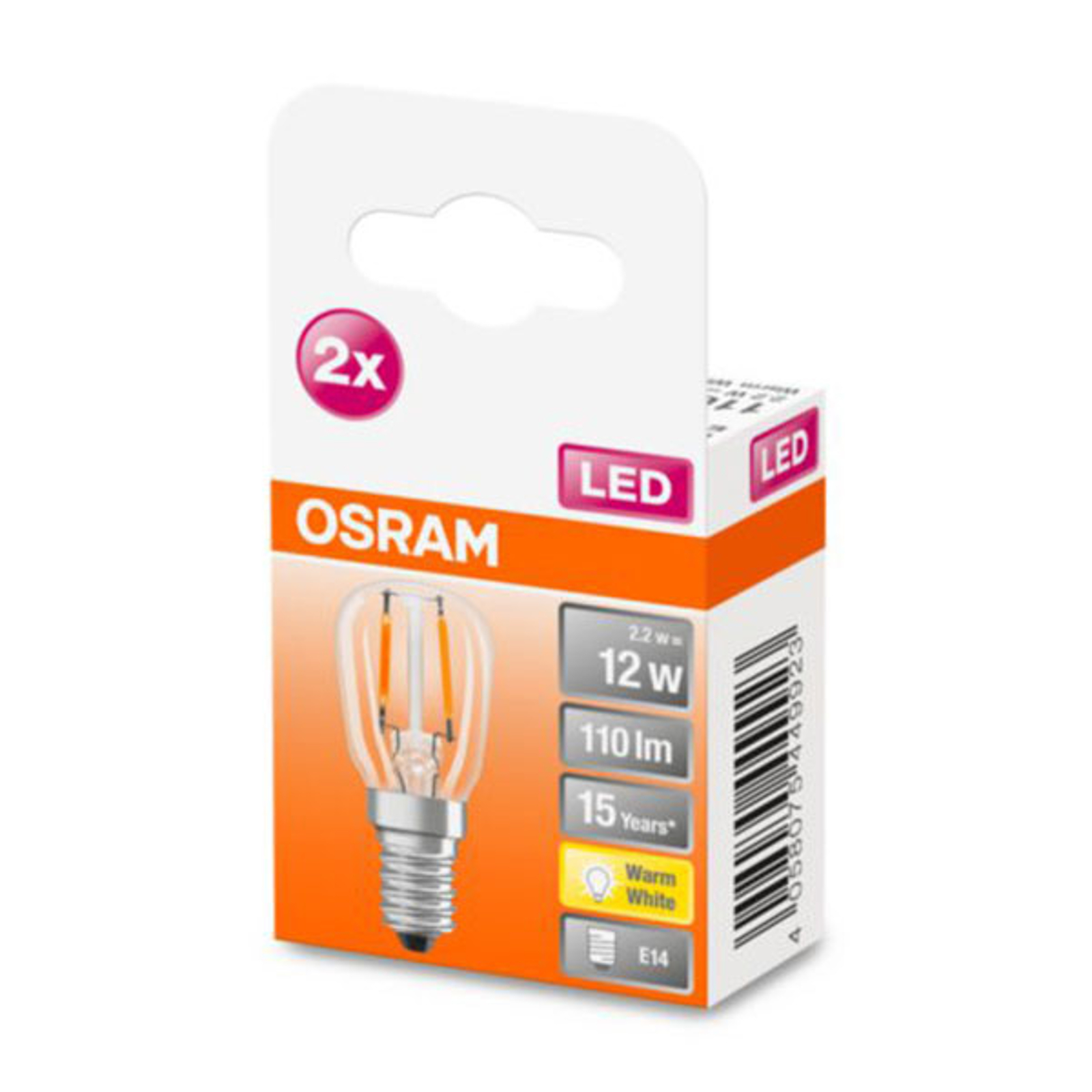 OSRAM-LED-lamppu E14 T26 2,2W 2 700 K kirkas 2 kpl