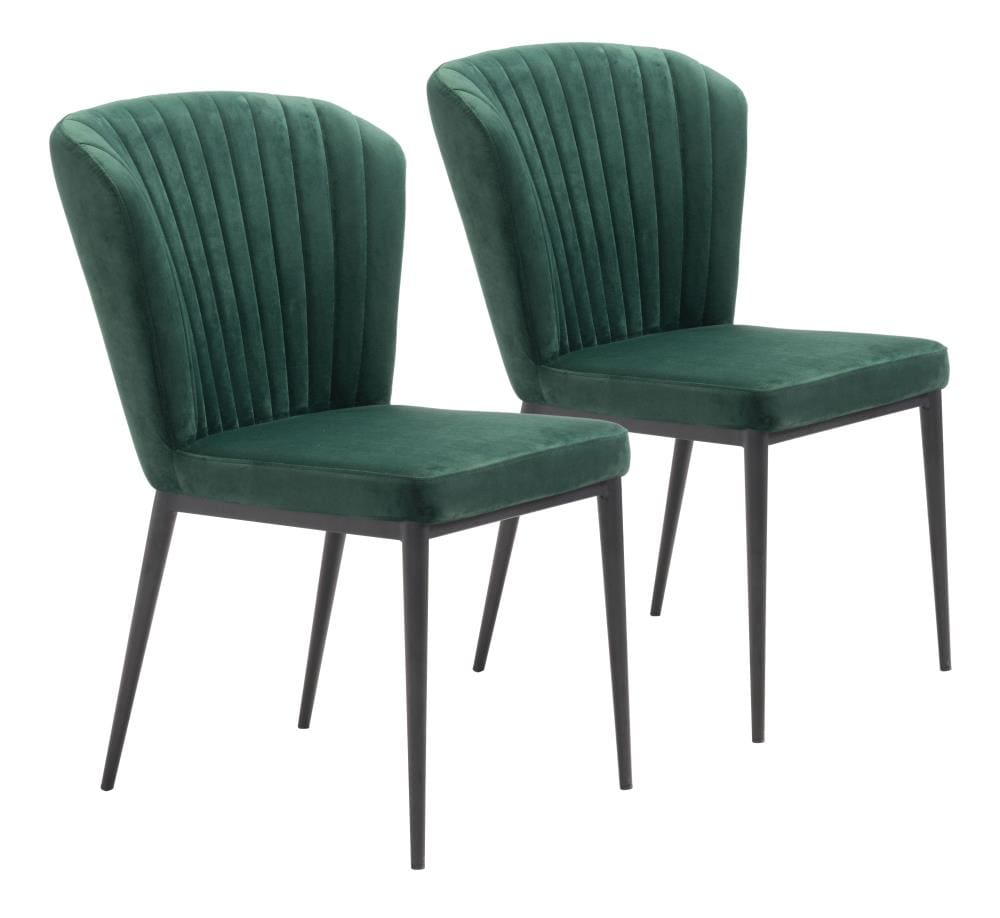 Zuo Modern Set of 2 Tolivere Contemporary/Modern Polyester/Polyester Blend Upholstered Dining Side Chair (Metal Frame) in Green | 101100