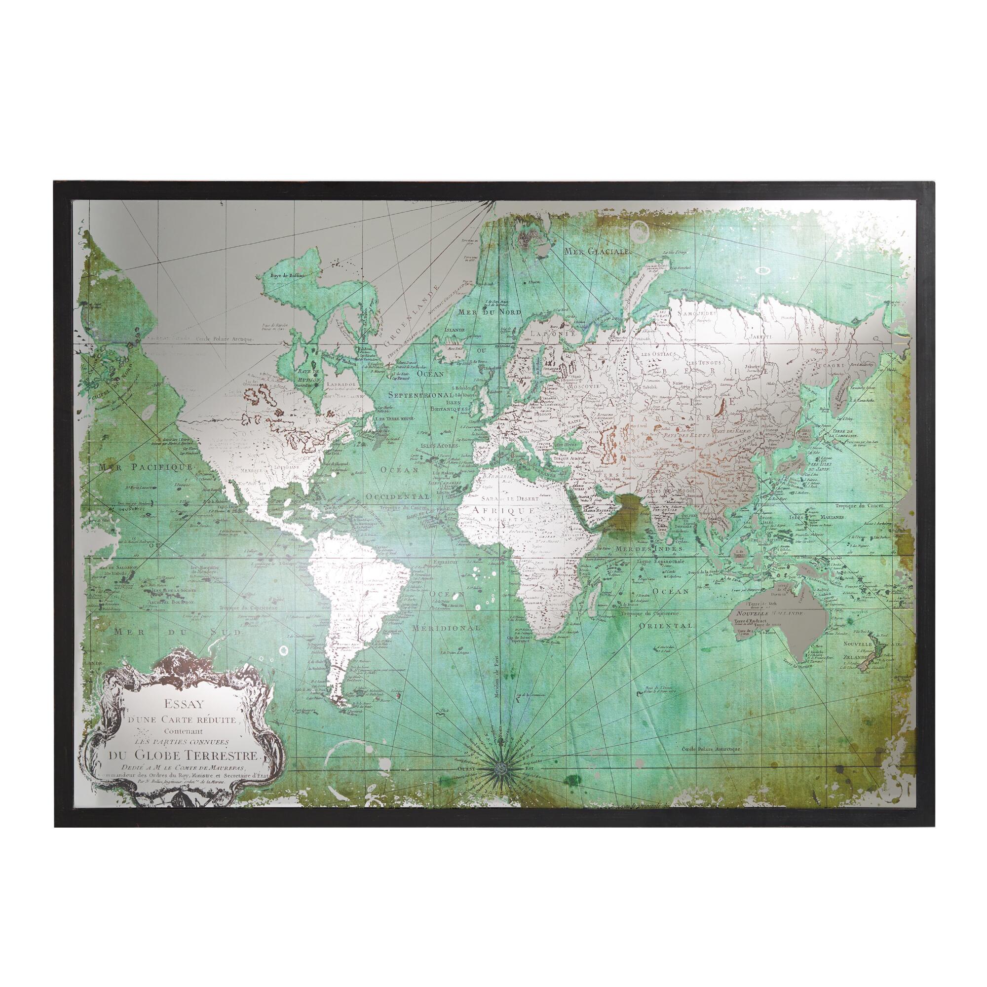Green Mirrored World Map - Metal by World Market