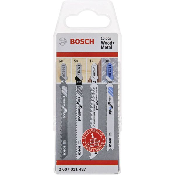 Bosch 2607011437 Stikksagbladsett tre og metall, 15-pakning