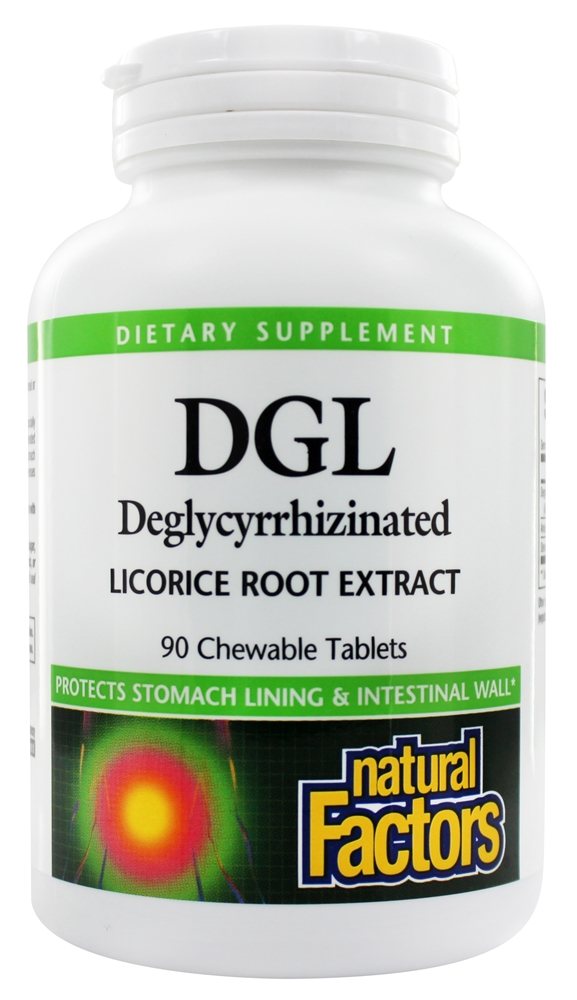 Natural Factors - DGL Deglycyrrhizinated Licorice Root Extract 400 mg. - 90 Chewable Tablets