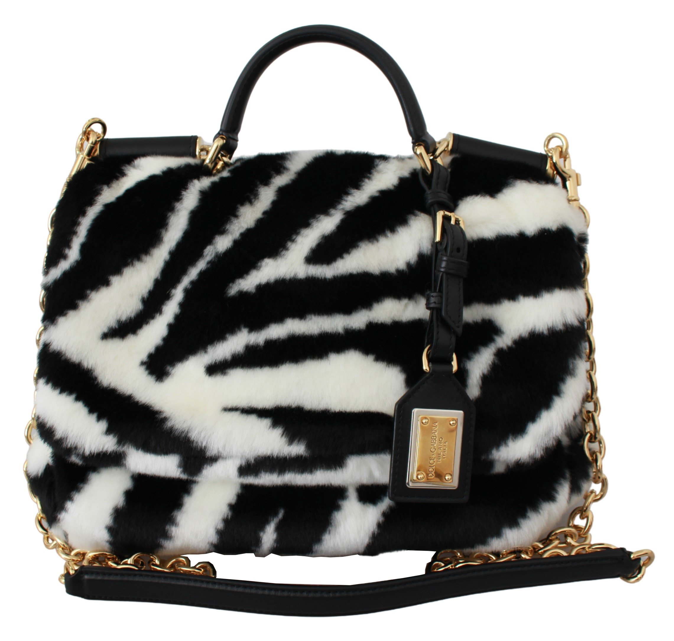 Black White Zebra Fur Handbag Sling Purse SICILY Bag